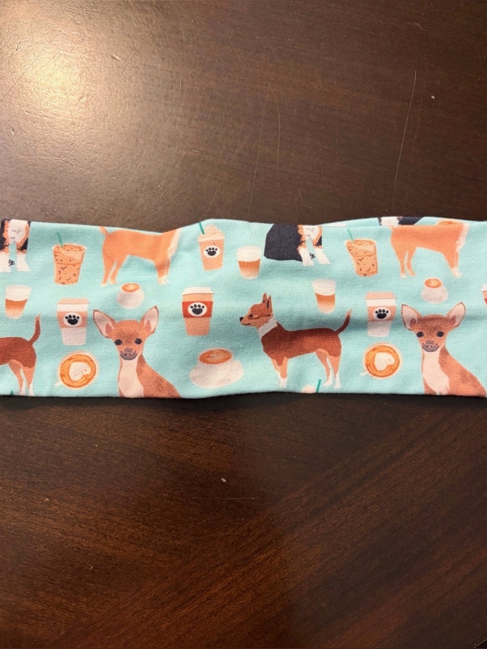 Twisted Headband with Chihuahua and Coffee Pattern NWOT